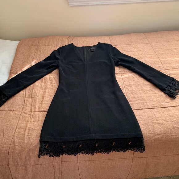 Aqua Mini Dress Black Small Lace on Bottom - Picture 4 of 5